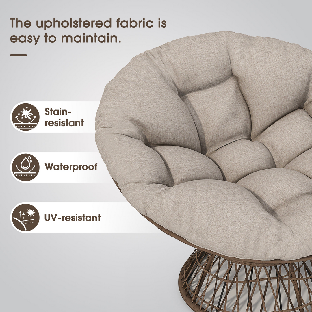 Buy farmhouse furniture Iron Frame Wicker Chair with Thick Cushion, Waterproof Cover - Modern Cottage Farmhouse Furniture
