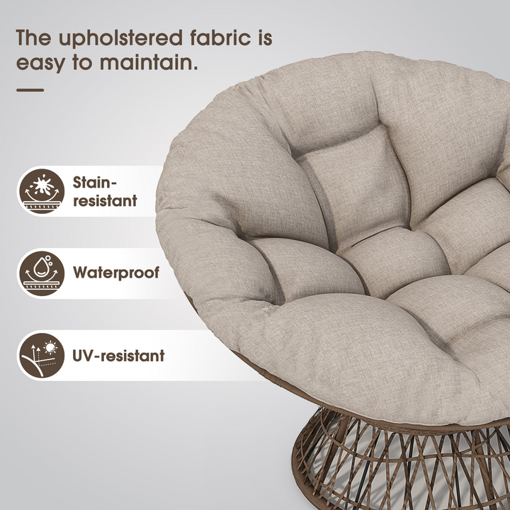 Buy farmhouse furniture Iron Frame Wicker Chair with Thick Cushion, Waterproof Cover - Modern Cottage Farmhouse Furniture