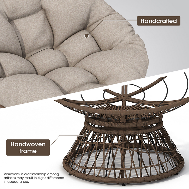 Buy farmhouse furniture Iron Frame Wicker Chair with Thick Cushion, Waterproof Cover - Modern Cottage Farmhouse Furniture
