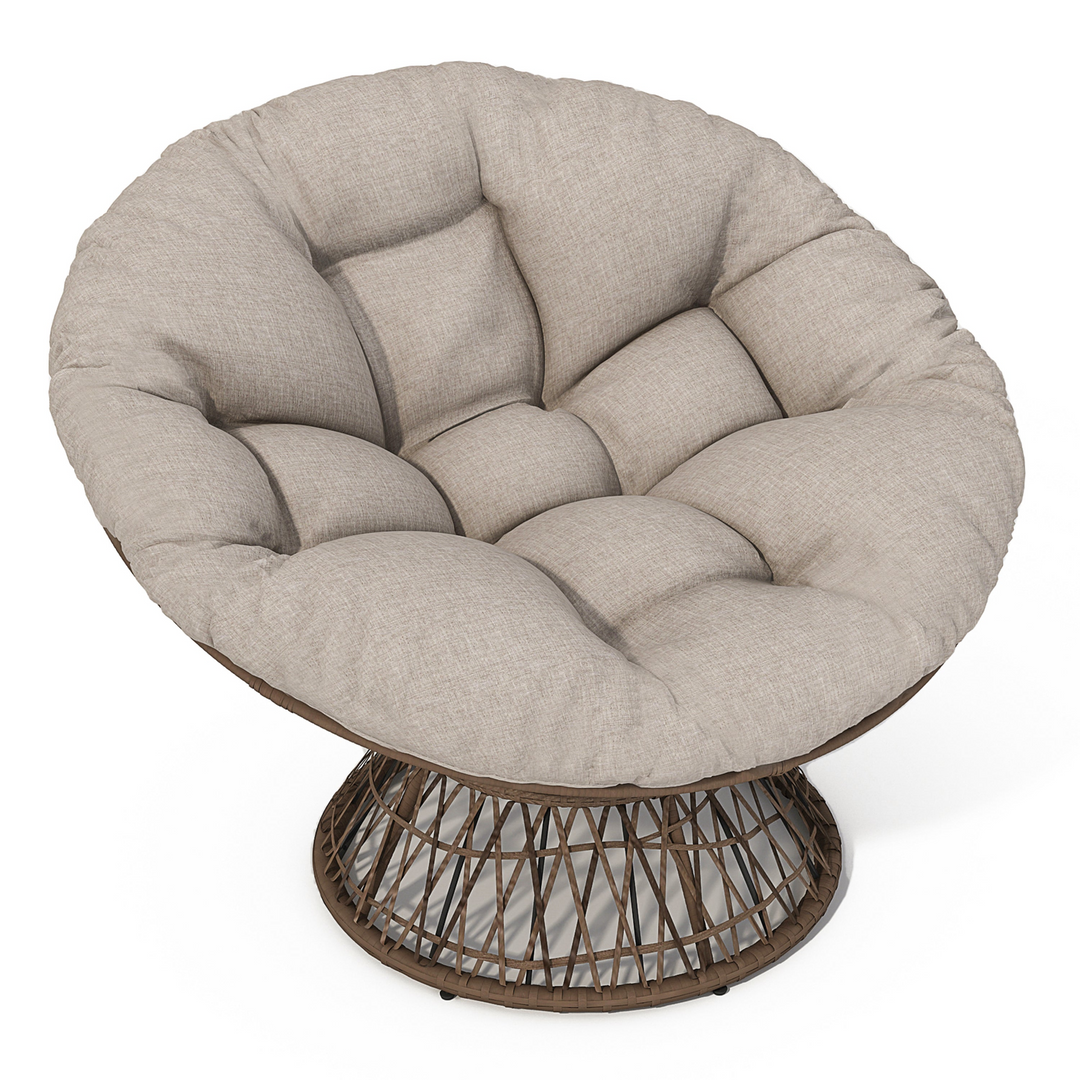 Buy farmhouse furniture Iron Frame Wicker Chair with Thick Cushion, Waterproof Cover - Modern Cottage Farmhouse Furniture
