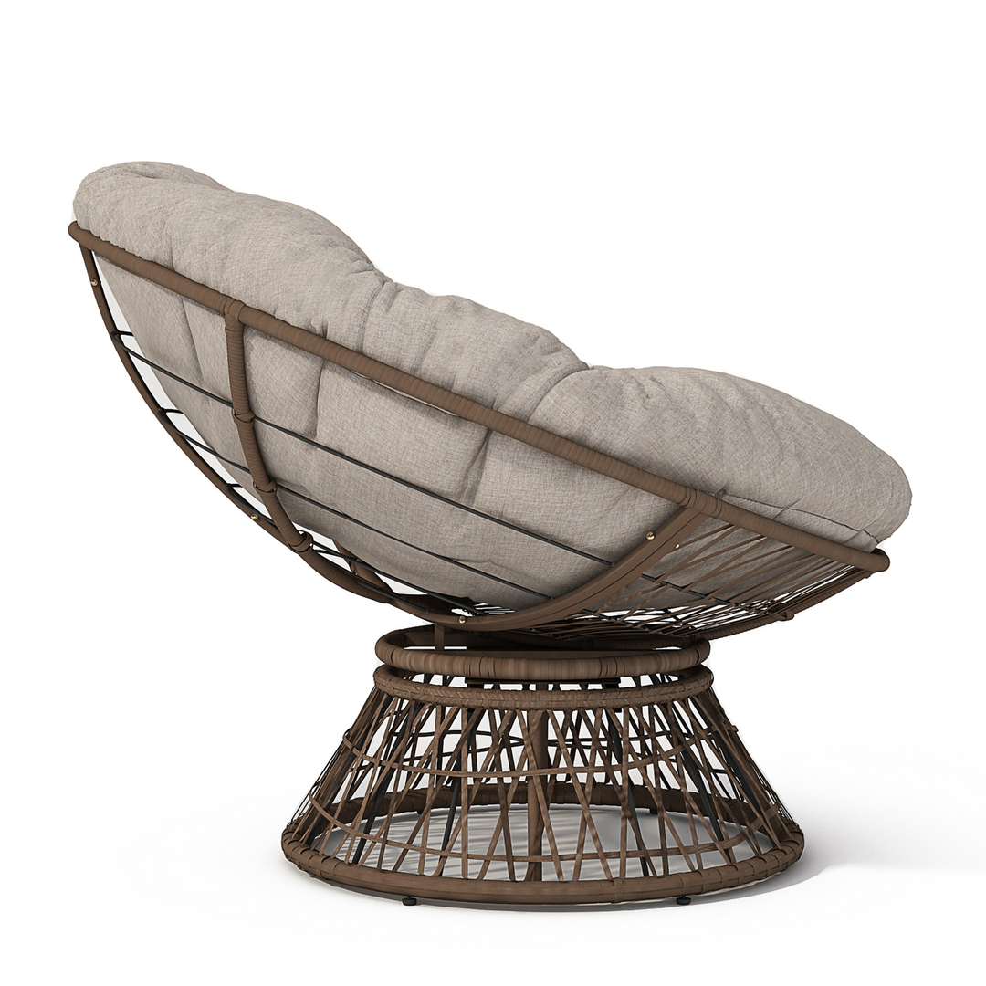 Buy farmhouse furniture Iron Frame Wicker Chair with Thick Cushion, Waterproof Cover - Modern Cottage Farmhouse Furniture