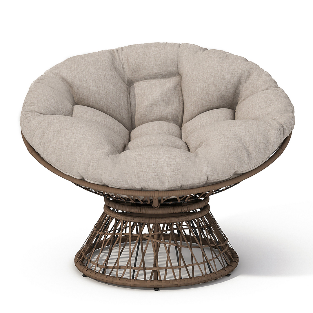 Buy farmhouse furniture Iron Frame Wicker Chair with Thick Cushion, Waterproof Cover - Modern Cottage Farmhouse Furniture