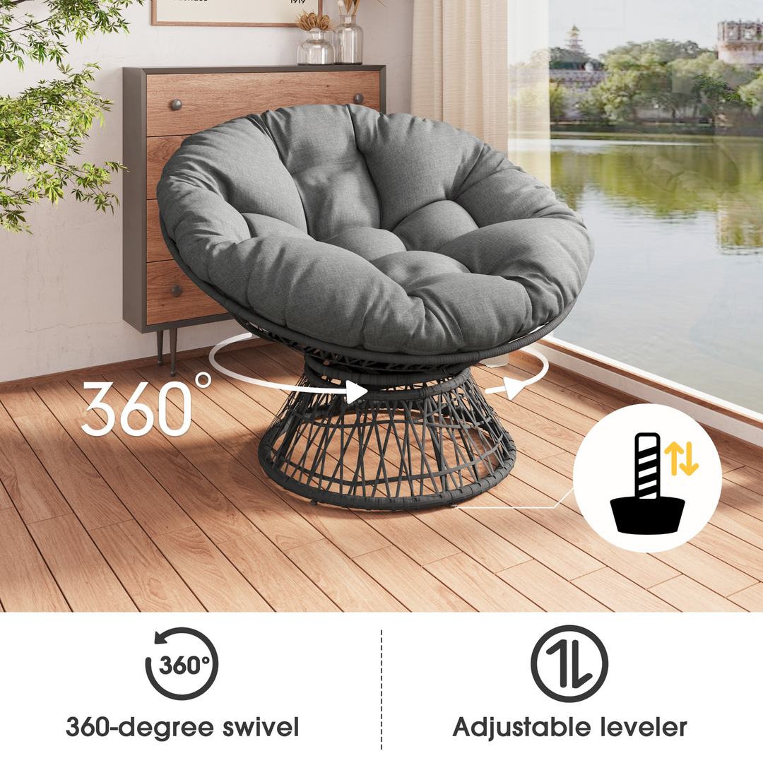 Buy farmhouse furniture Iron Frame Wicker Chair with Thick Cushion, Waterproof Cover - Modern Cottage Farmhouse Furniture
