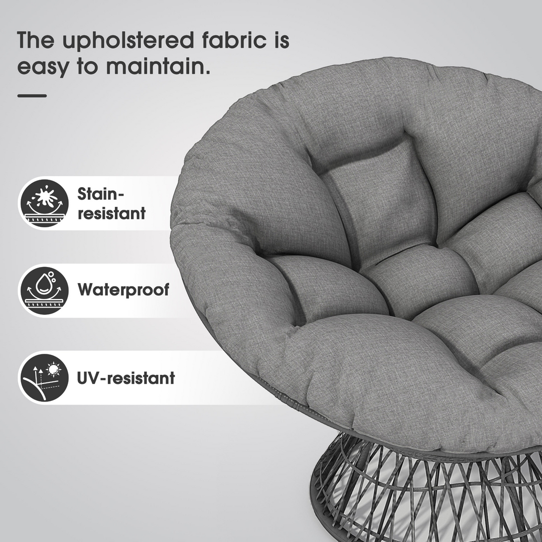 Buy farmhouse furniture Iron Frame Wicker Chair with Thick Cushion, Waterproof Cover - Modern Cottage Farmhouse Furniture