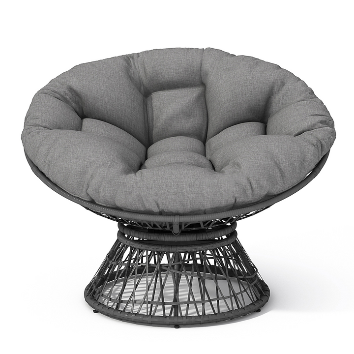 Buy farmhouse furniture Iron Frame Wicker Chair with Thick Cushion, Waterproof Cover - Modern Cottage Farmhouse Furniture