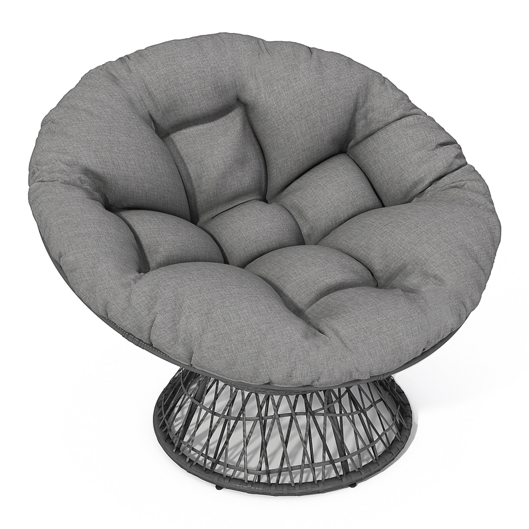 Buy farmhouse furniture Iron Frame Wicker Chair with Thick Cushion, Waterproof Cover - Modern Cottage Farmhouse Furniture