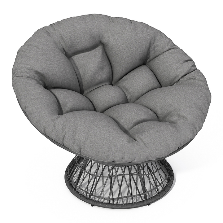 Buy farmhouse furniture Iron Frame Wicker Chair with Thick Cushion, Waterproof Cover - Modern Cottage Farmhouse Furniture