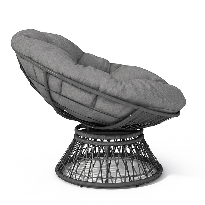 Buy farmhouse furniture Iron Frame Wicker Chair with Thick Cushion, Waterproof Cover - Modern Cottage Farmhouse Furniture