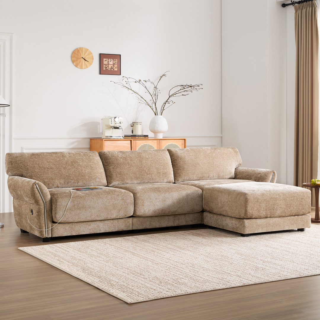 Buy farmhouse furniture Farmhouse Sofa Daybed | Oversized Chenille Couch | White or Brown | Modular Convertible - Modern Cottage Farmhouse Furniture