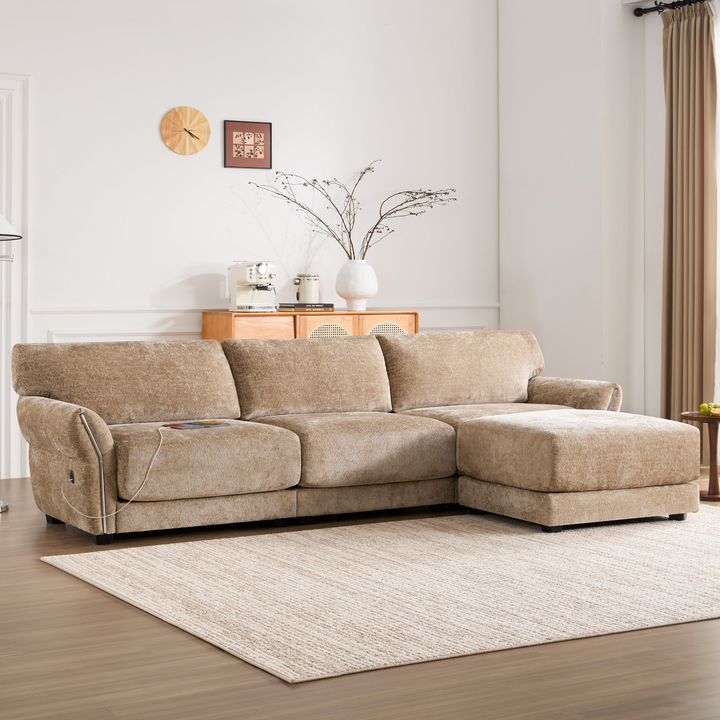 Buy farmhouse furniture Farmhouse Sofa Daybed | Oversized Chenille Couch | White or Brown | Modular Convertible - Modern Cottage Farmhouse Furniture