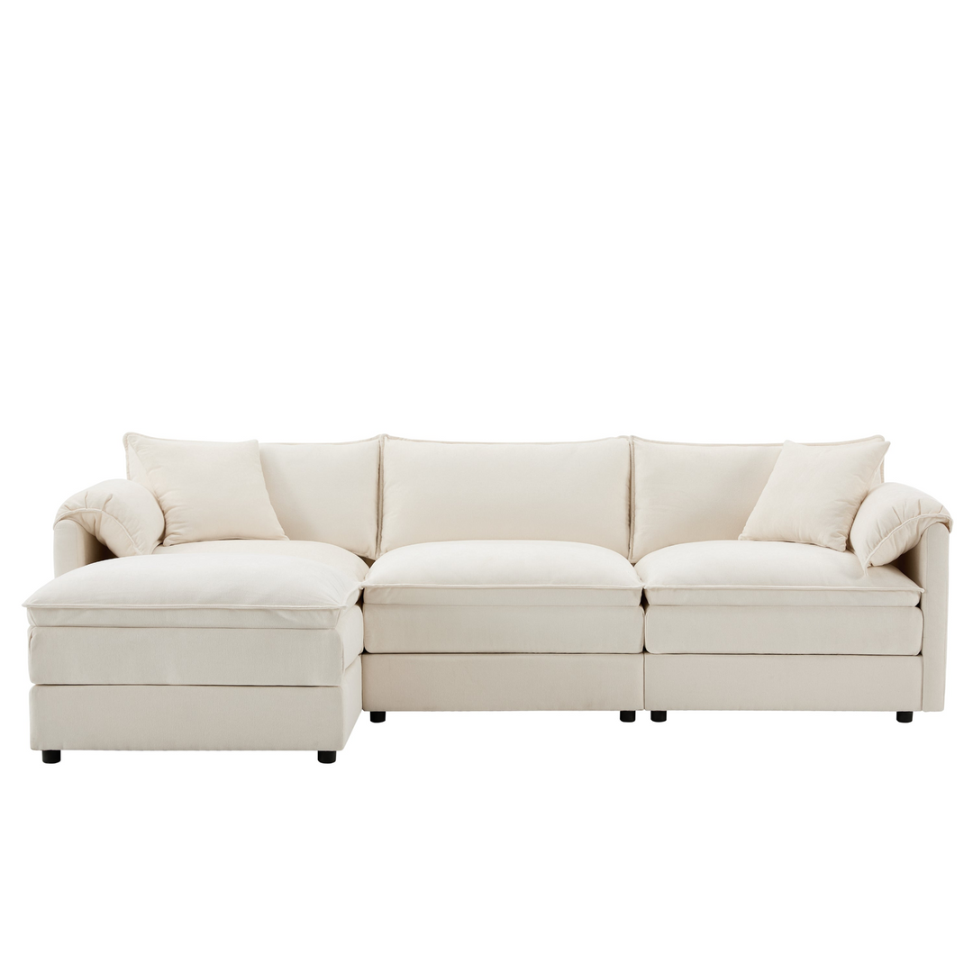 Buy farmhouse furniture Le Chenille Mediterranean Modular Sectional Sofa with Deep Wide Seats, Cloud Couch with Double Cushions - Modern Cottage Farmhouse Furniture