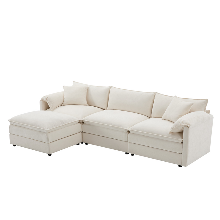 Buy farmhouse furniture Le Chenille Mediterranean Modular Sectional Sofa with Deep Wide Seats, Cloud Couch with Double Cushions - Modern Cottage Farmhouse Furniture
