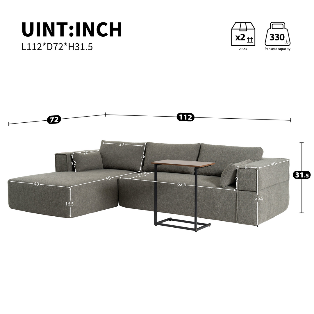 Buy farmhouse furniture The Cannes Mediterranean Modular Wide Seat Boulce Sofa Sectional with Side Table - Modern Cottage Farmhouse Furniture