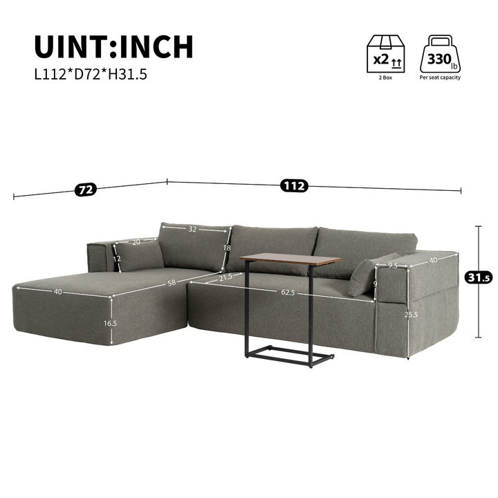 Buy farmhouse furniture The Cannes Mediterranean Modular Wide Seat Boulce Sofa Sectional with Side Table - Modern Cottage Farmhouse Furniture