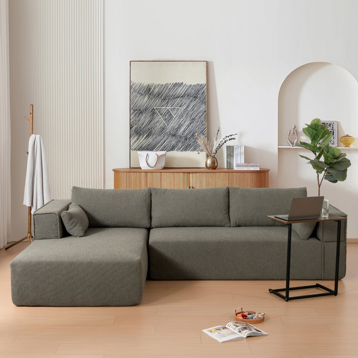 Buy farmhouse furniture The Cannes Mediterranean Modular Wide Seat Boulce Sofa Sectional with Side Table - Modern Cottage Farmhouse Furniture