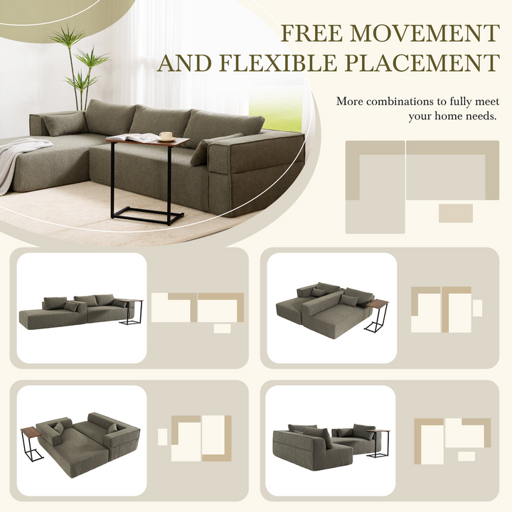 Buy farmhouse furniture The Cannes Mediterranean Modular Wide Seat Boulce Sofa Sectional with Side Table - Modern Cottage Farmhouse Furniture