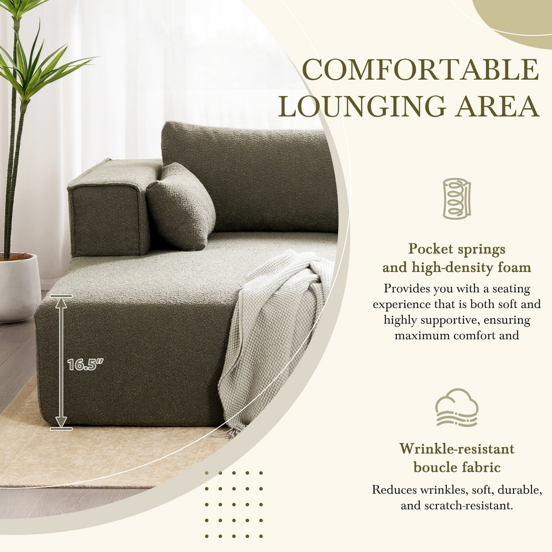 Buy farmhouse furniture The Cannes Mediterranean Modular Wide Seat Boulce Sofa Sectional with Side Table - Modern Cottage Farmhouse Furniture