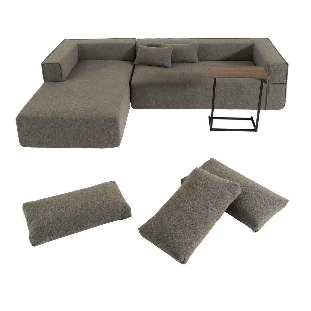Buy farmhouse furniture The Cannes Mediterranean Modular Wide Seat Boulce Sofa Sectional with Side Table - Modern Cottage Farmhouse Furniture