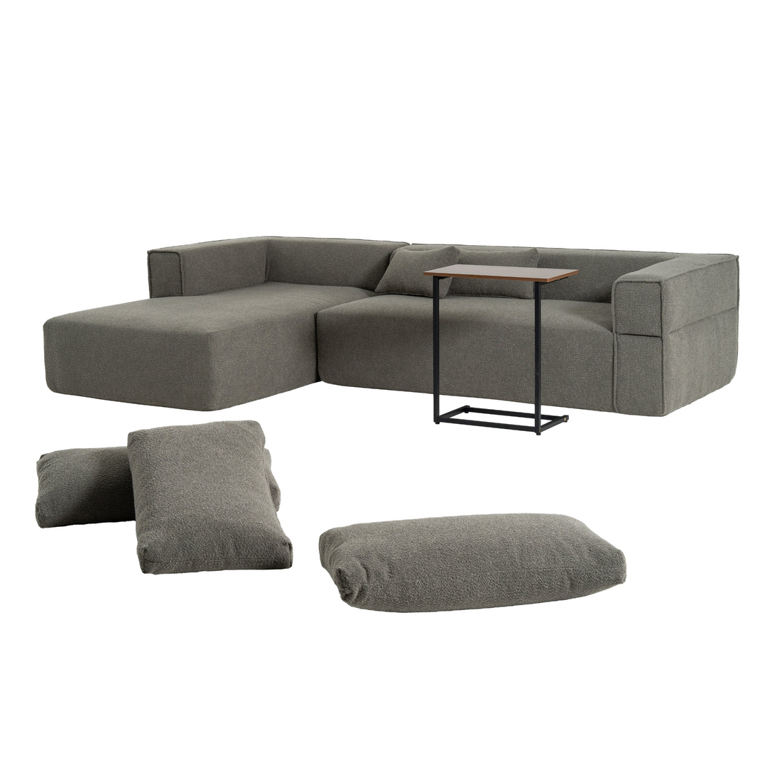 Buy farmhouse furniture The Cannes Mediterranean Modular Wide Seat Boulce Sofa Sectional with Side Table - Modern Cottage Farmhouse Furniture