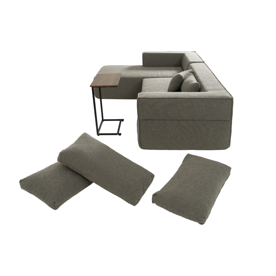 Buy farmhouse furniture The Cannes Mediterranean Modular Wide Seat Boulce Sofa Sectional with Side Table - Modern Cottage Farmhouse Furniture