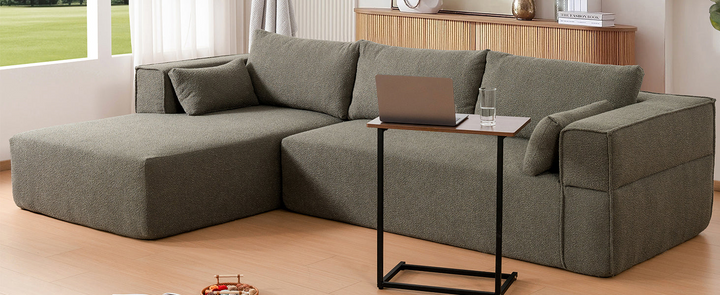 Buy farmhouse furniture The Cannes Mediterranean Modular Wide Seat Boulce Sofa Sectional with Side Table - Modern Cottage Farmhouse Furniture