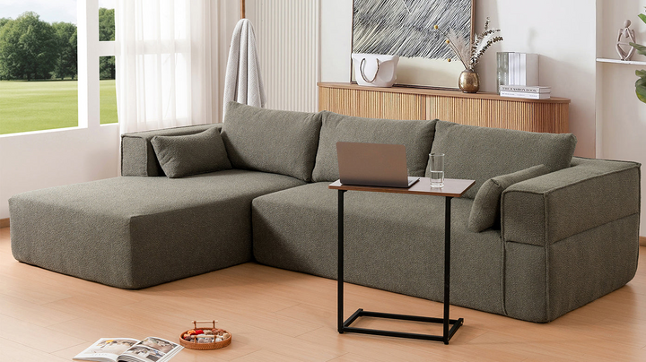 Buy farmhouse furniture The Cannes Mediterranean Modular Wide Seat Boulce Sofa Sectional with Side Table - Modern Cottage Farmhouse Furniture