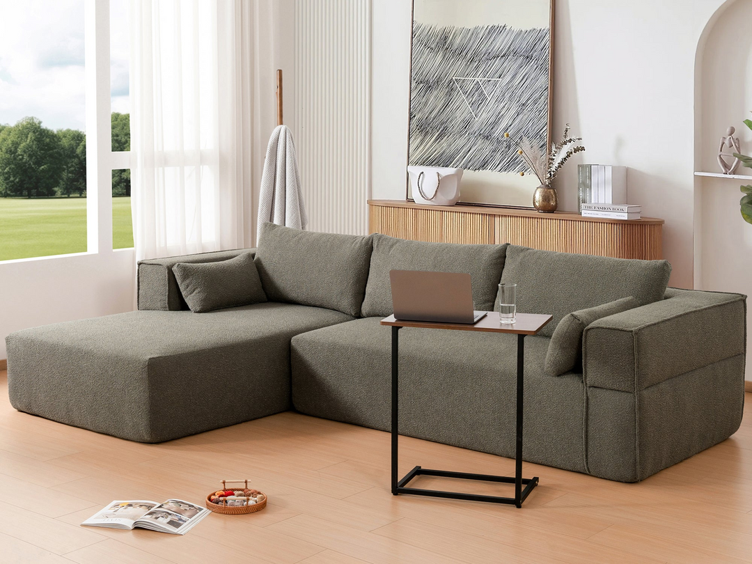 Buy farmhouse furniture The Cannes Mediterranean Modular Wide Seat Boulce Sofa Sectional with Side Table - Modern Cottage Farmhouse Furniture