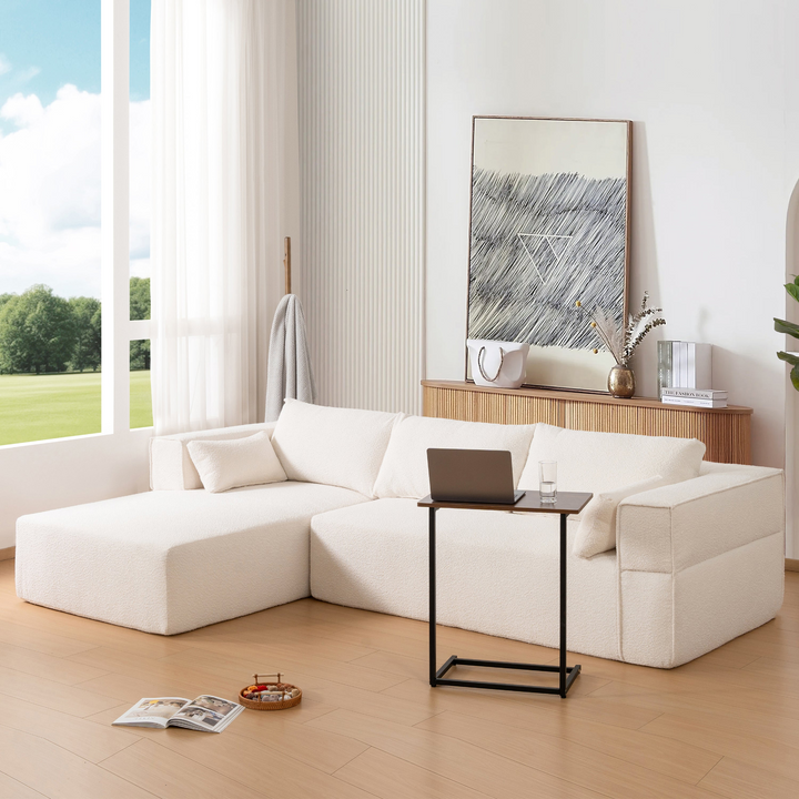 Buy farmhouse furniture The Cannes Mediterranean Modular Wide Seat Boulce Sofa Sectional with Side Table - Modern Cottage Farmhouse Furniture