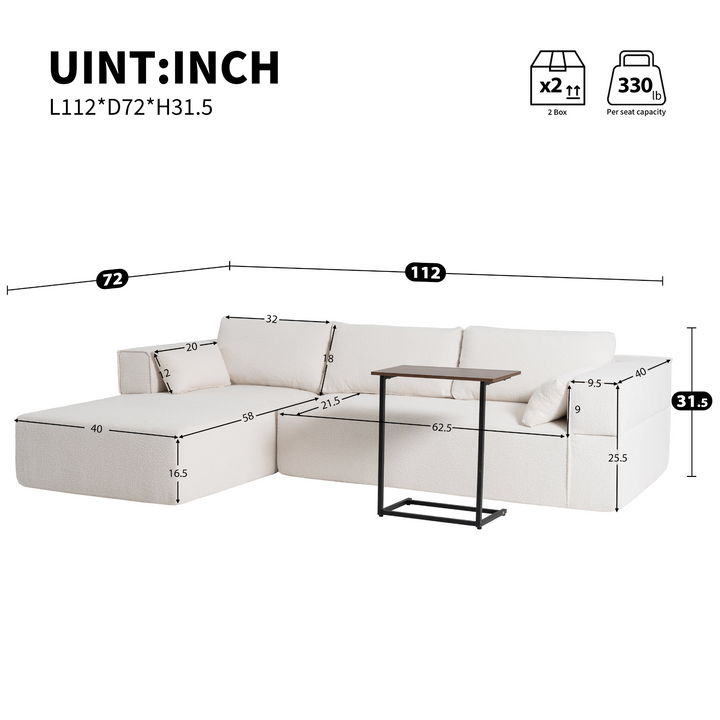 Buy farmhouse furniture The Cannes Mediterranean Modular Wide Seat Boulce Sofa Sectional with Side Table - Modern Cottage Farmhouse Furniture