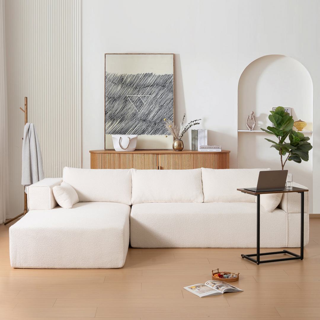 Buy farmhouse furniture The Cannes Mediterranean Modular Wide Seat Boulce Sofa Sectional with Side Table - Modern Cottage Farmhouse Furniture