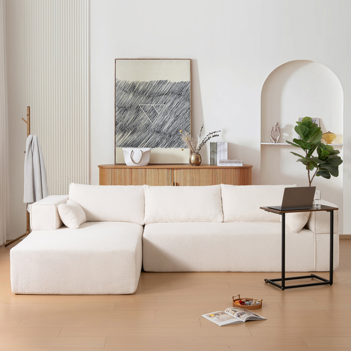Buy farmhouse furniture The Cannes Mediterranean Modular Wide Seat Boulce Sofa Sectional with Side Table - Modern Cottage Farmhouse Furniture
