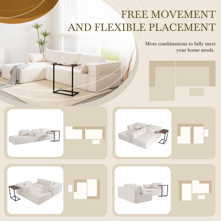 Buy farmhouse furniture The Cannes Mediterranean Modular Wide Seat Boulce Sofa Sectional with Side Table - Modern Cottage Farmhouse Furniture
