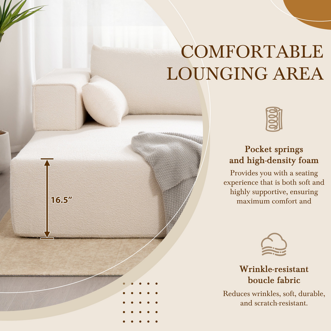 Buy farmhouse furniture The Cannes Mediterranean Modular Wide Seat Boulce Sofa Sectional with Side Table - Modern Cottage Farmhouse Furniture