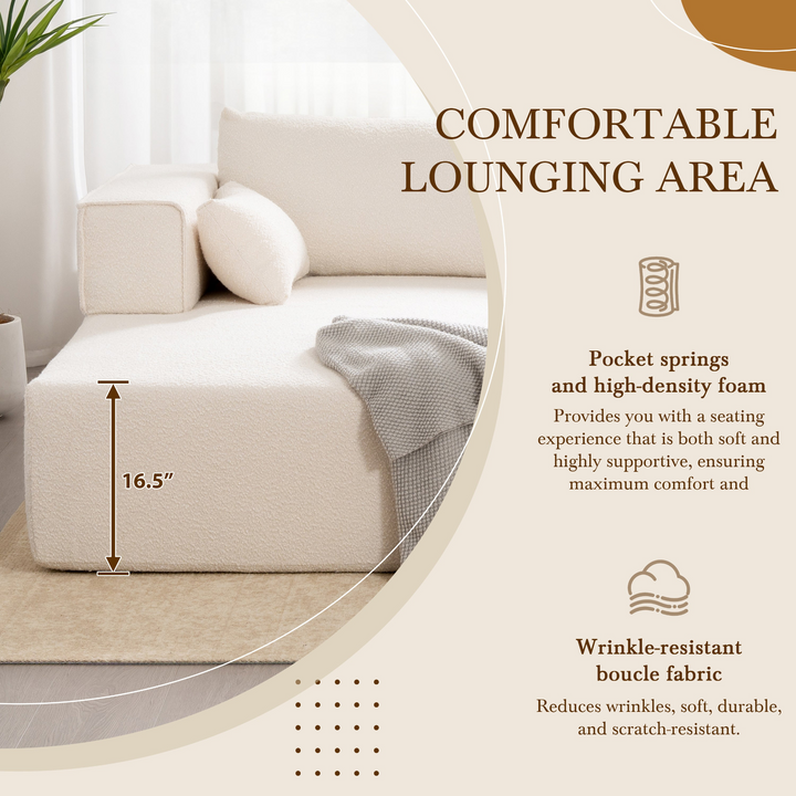 Buy farmhouse furniture The Cannes Mediterranean Modular Wide Seat Boulce Sofa Sectional with Side Table - Modern Cottage Farmhouse Furniture