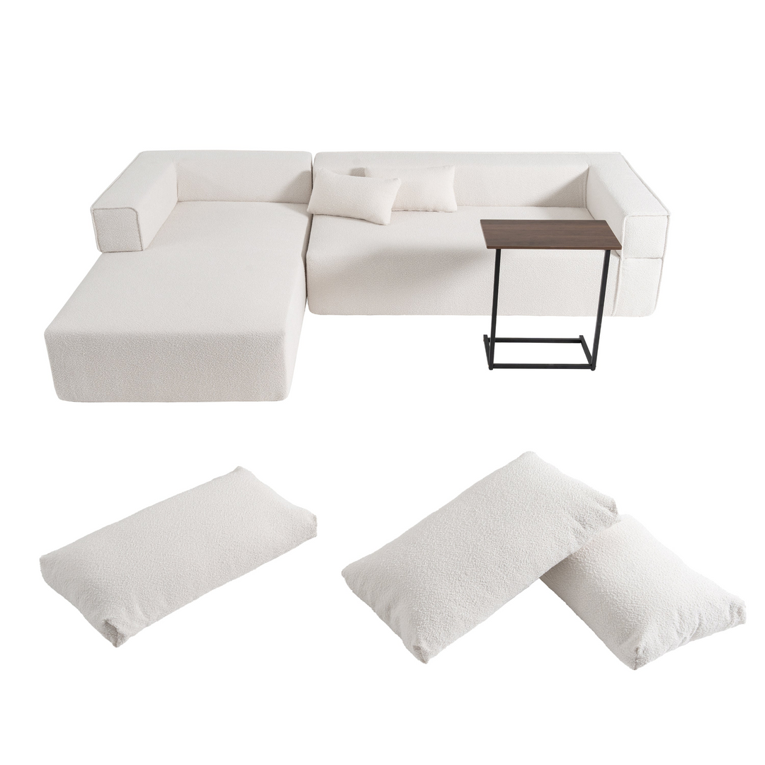 Buy farmhouse furniture The Cannes Mediterranean Modular Wide Seat Boulce Sofa Sectional with Side Table - Modern Cottage Farmhouse Furniture
