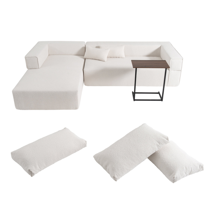 Buy farmhouse furniture The Cannes Mediterranean Modular Wide Seat Boulce Sofa Sectional with Side Table - Modern Cottage Farmhouse Furniture
