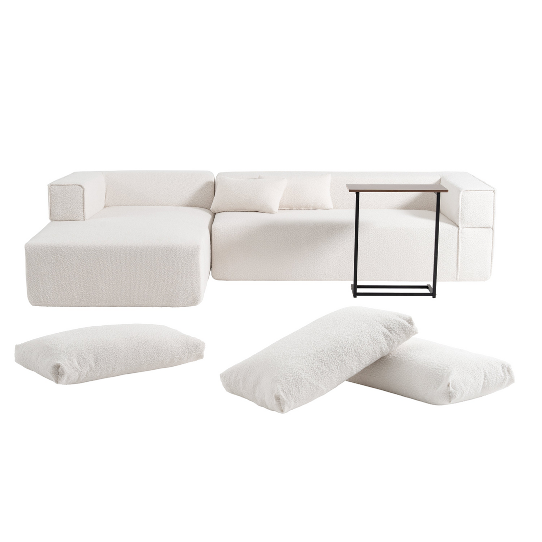 Buy farmhouse furniture The Cannes Mediterranean Modular Wide Seat Boulce Sofa Sectional with Side Table - Modern Cottage Farmhouse Furniture