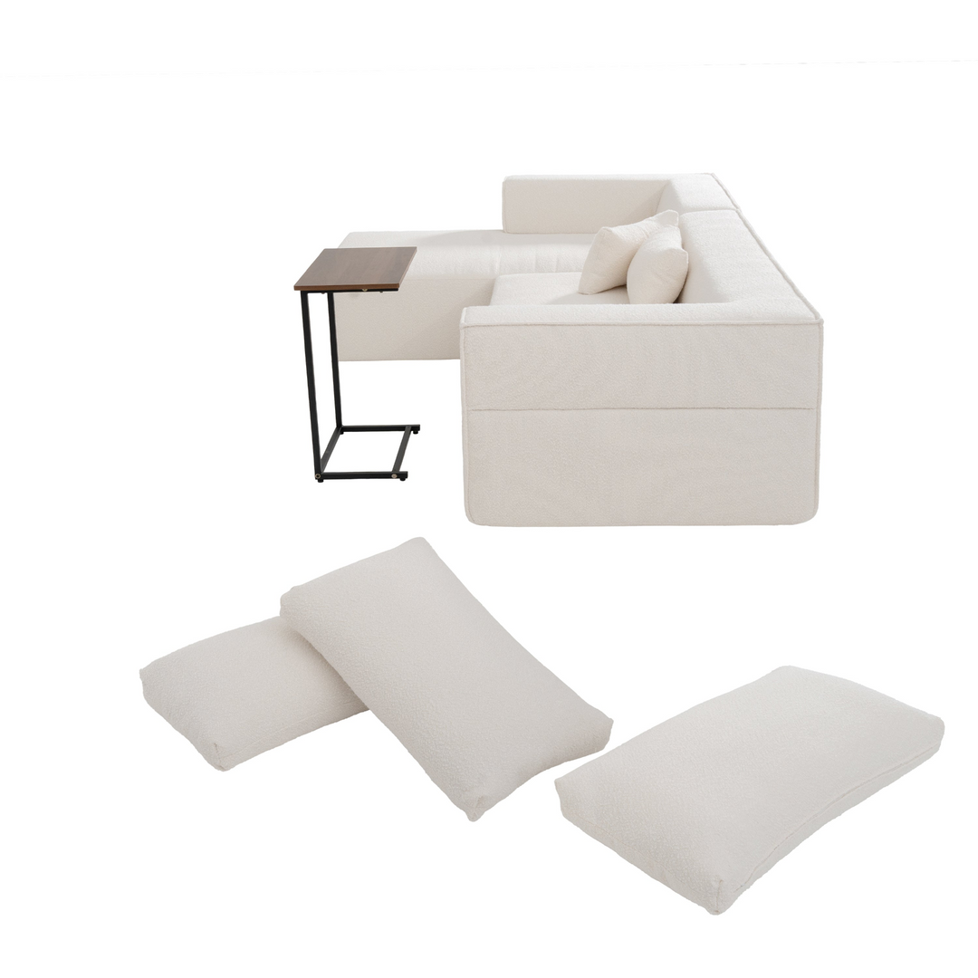 Buy farmhouse furniture The Cannes Mediterranean Modular Wide Seat Boulce Sofa Sectional with Side Table - Modern Cottage Farmhouse Furniture