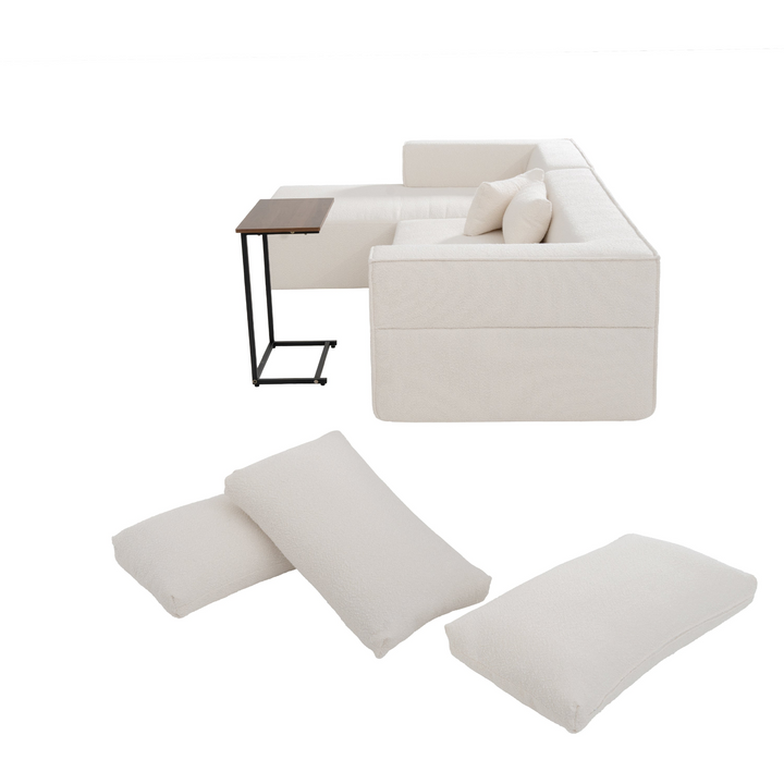 Buy farmhouse furniture The Cannes Mediterranean Modular Wide Seat Boulce Sofa Sectional with Side Table - Modern Cottage Farmhouse Furniture