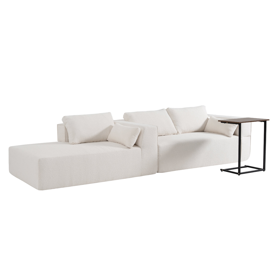 Buy farmhouse furniture The Cannes Mediterranean Modular Wide Seat Boulce Sofa Sectional with Side Table - Modern Cottage Farmhouse Furniture