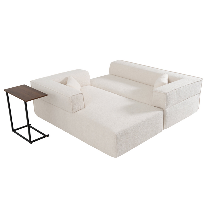 Buy farmhouse furniture The Cannes Mediterranean Modular Wide Seat Boulce Sofa Sectional with Side Table - Modern Cottage Farmhouse Furniture