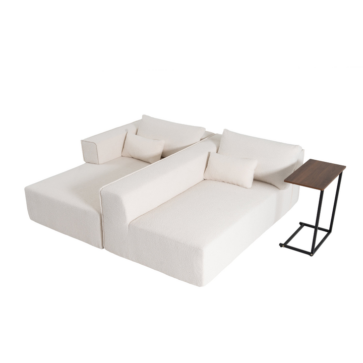 Buy farmhouse furniture The Cannes Mediterranean Modular Wide Seat Boulce Sofa Sectional with Side Table - Modern Cottage Farmhouse Furniture