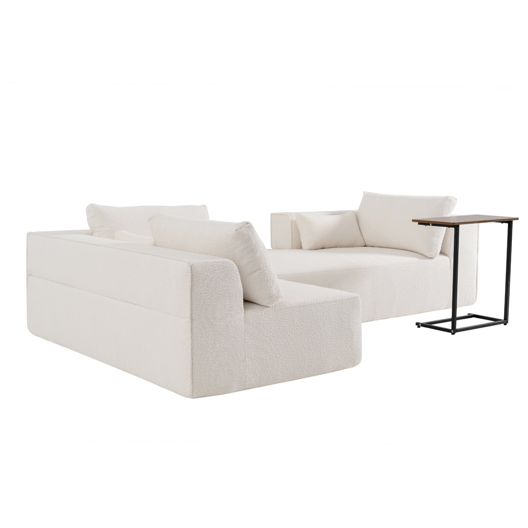 Buy farmhouse furniture The Cannes Mediterranean Modular Wide Seat Boulce Sofa Sectional with Side Table - Modern Cottage Farmhouse Furniture