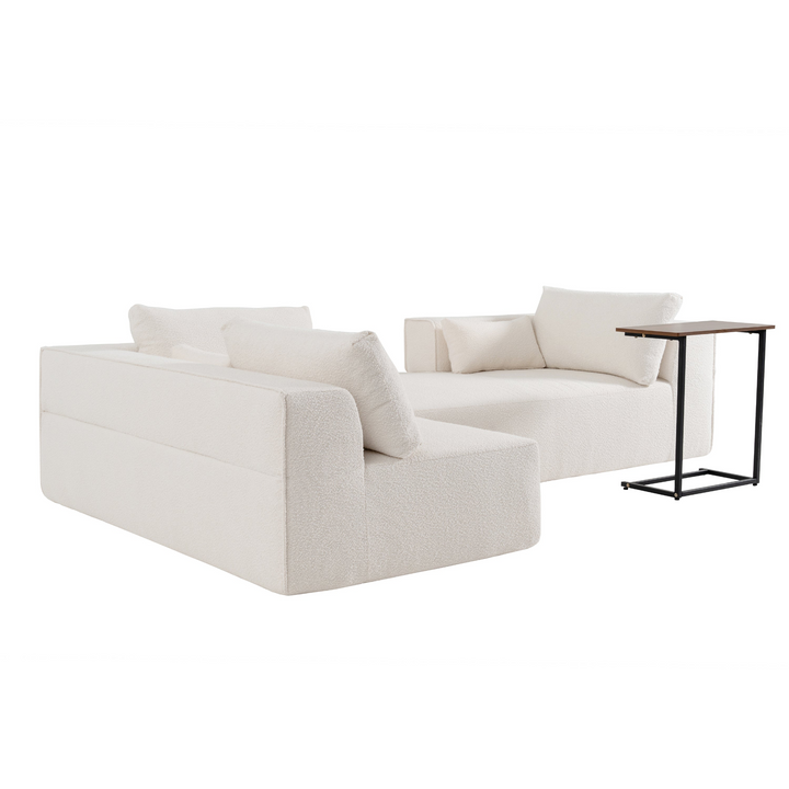 Buy farmhouse furniture The Cannes Mediterranean Modular Wide Seat Boulce Sofa Sectional with Side Table - Modern Cottage Farmhouse Furniture