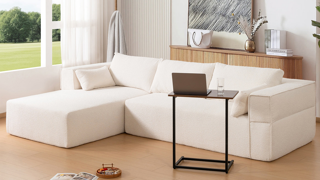 Buy farmhouse furniture The Cannes Mediterranean Modular Wide Seat Boulce Sofa Sectional with Side Table - Modern Cottage Farmhouse Furniture