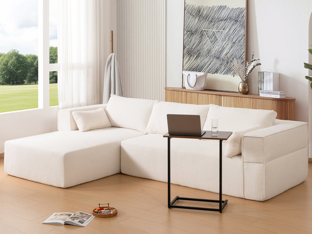 Buy farmhouse furniture The Cannes Mediterranean Modular Wide Seat Boulce Sofa Sectional with Side Table - Modern Cottage Farmhouse Furniture