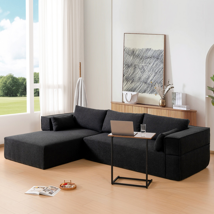 Buy farmhouse furniture The Cannes Mediterranean Modular Wide Seat Boulce Sofa Sectional with Side Table - Modern Cottage Farmhouse Furniture
