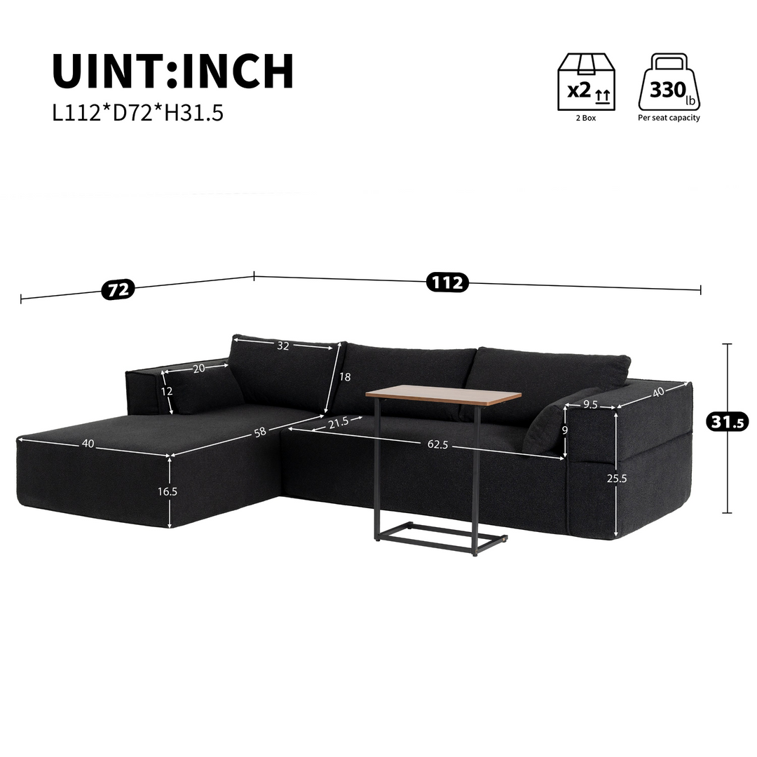 Buy farmhouse furniture The Cannes Mediterranean Modular Wide Seat Boulce Sofa Sectional with Side Table - Modern Cottage Farmhouse Furniture