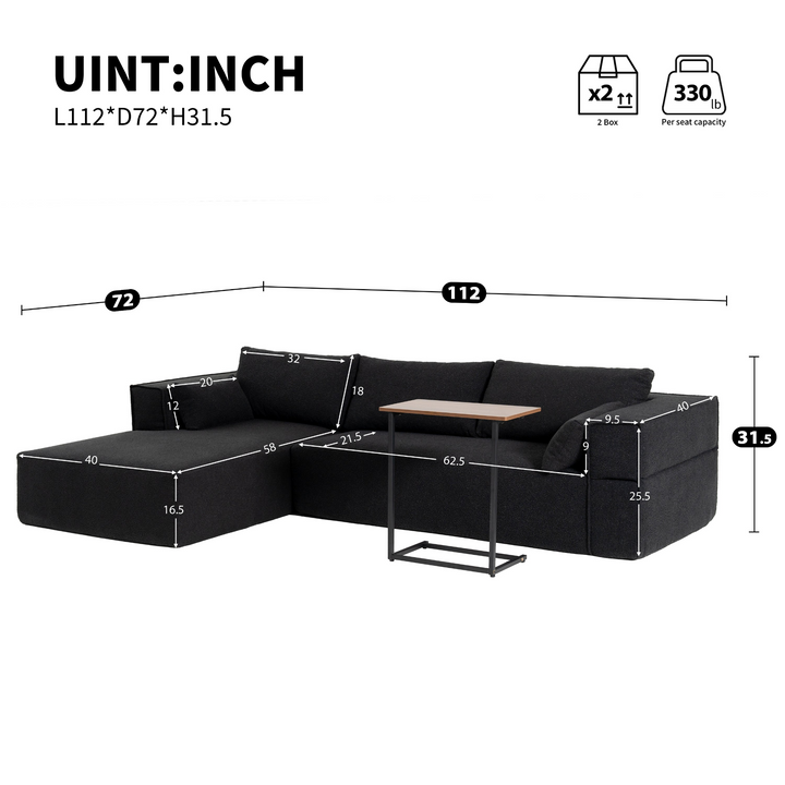 Buy farmhouse furniture The Cannes Mediterranean Modular Wide Seat Boulce Sofa Sectional with Side Table - Modern Cottage Farmhouse Furniture
