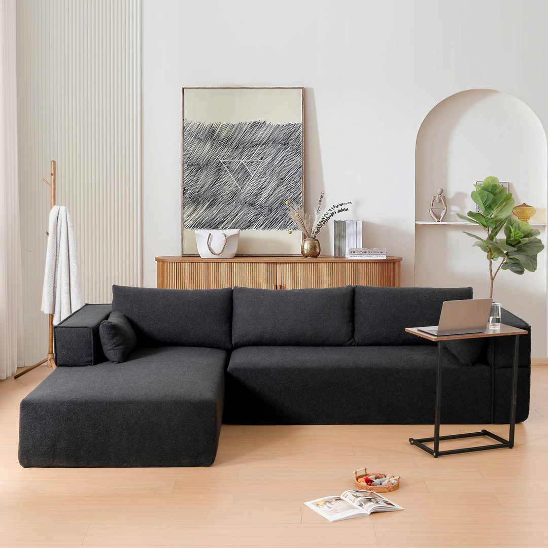 Buy farmhouse furniture The Cannes Mediterranean Modular Wide Seat Boulce Sofa Sectional with Side Table - Modern Cottage Farmhouse Furniture